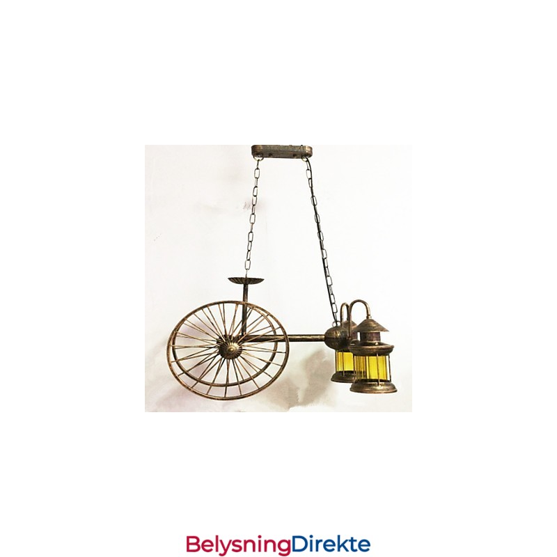 Rustikk Hytte Vintage Retro Country Globe Maleri Feature For Mini Style Designers Metalllysekrone