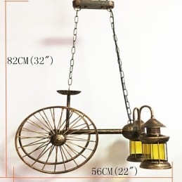 Rustikk Hytte Vintage Retro Country Globe Maleri Feature For Mini Style Designers Metalllysekrone