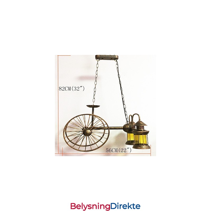 Rustikk Hytte Vintage Retro Country Globe Maleri Feature For Mini Style Designers Metalllysekrone