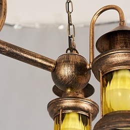 Rustikk Hytte Vintage Retro Country Globe Maleri Feature For Mini Style Designers Metalllysekrone