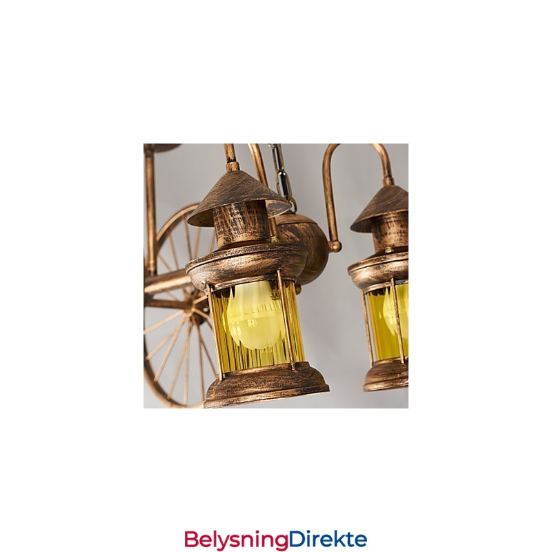 Rustikk Hytte Vintage Retro Country Globe Maleri Feature For Mini Style Designers Metalllysekrone