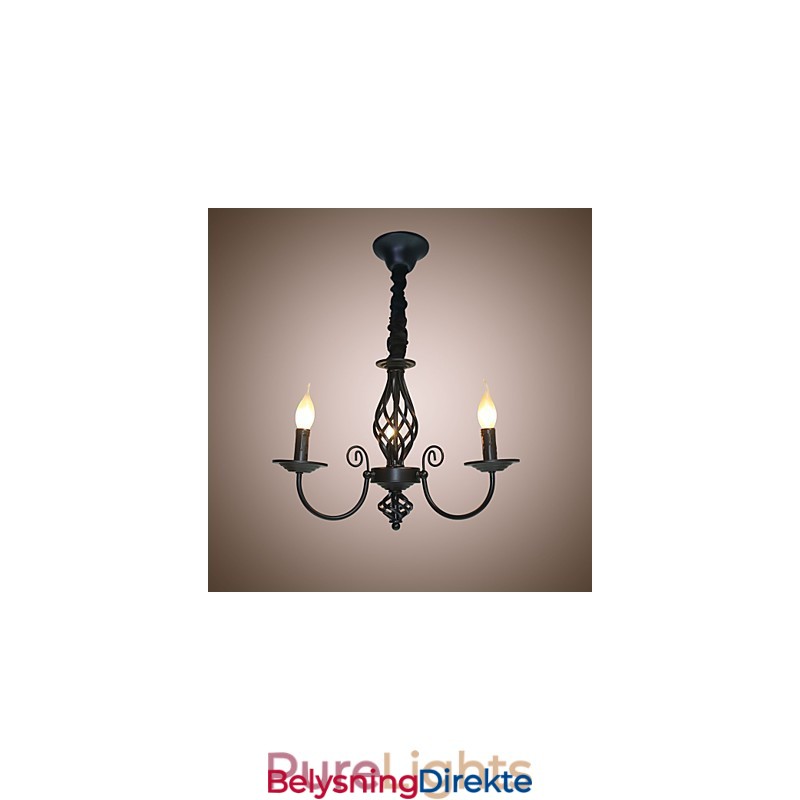 Europeisk Stil Lysekrone Med 3 Lys Enkle Lys Kreative Jernlys Lamper