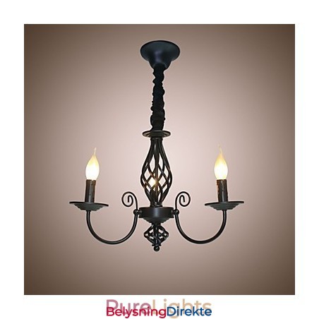 Europeisk Stil Lysekrone Med 3 Lys Enkle Lys Kreative Jernlys Lamper