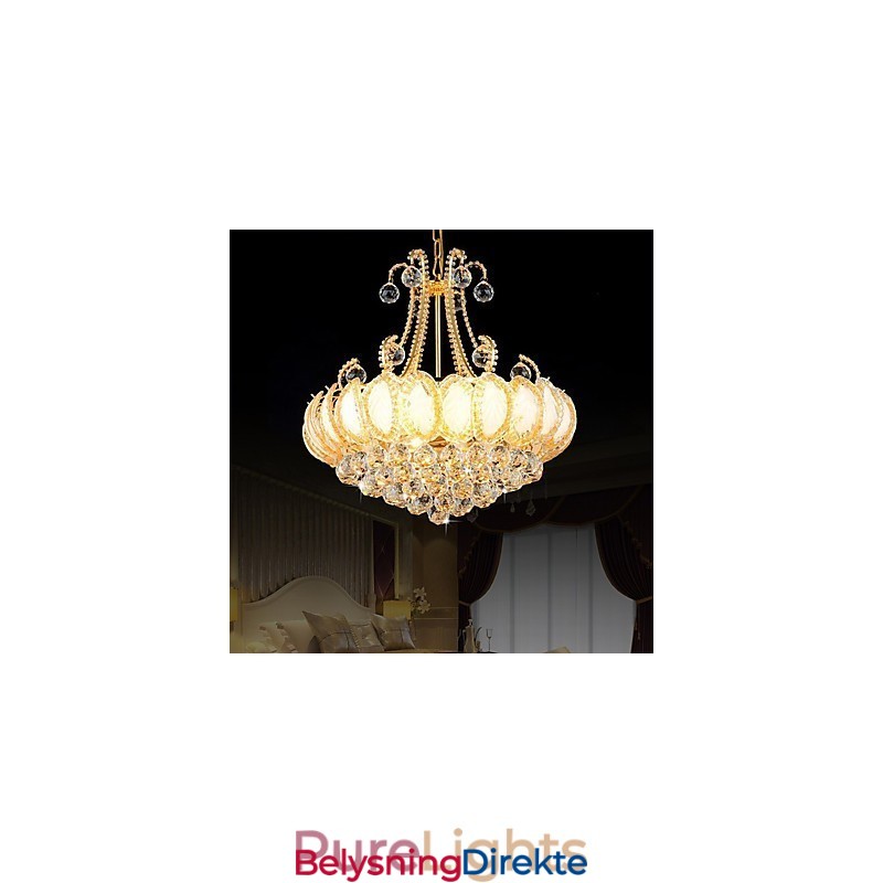 Moderne Luksuriøs Lysekrone I Krystall Med Anhengslampe, Diameter 50 Cm, Inneholder 8 Pærer