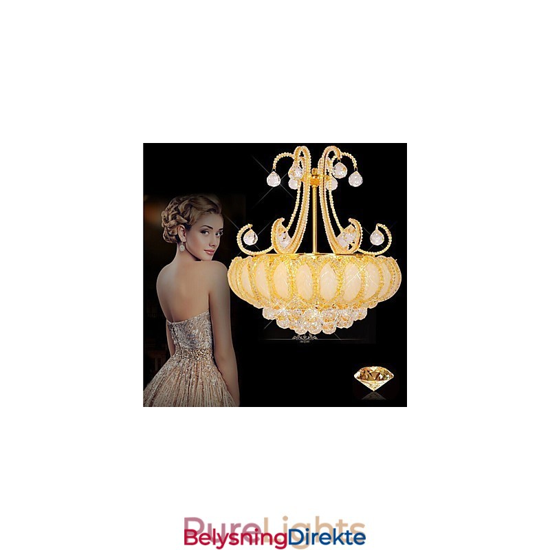 Moderne Luksuriøs Lysekrone I Krystall Med Anhengslampe, Diameter 50 Cm, Inneholder 8 Pærer