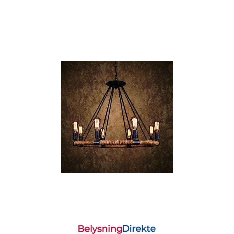 Tradisjonell Klassisk Rustikk Hytte Vintage Retro Landlig Maleri Metall Pendellampe