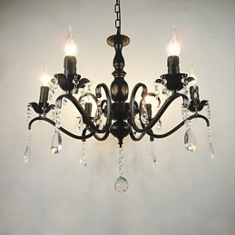 Lysekrone Enkel Krystall Jern Stearinlys Dekorasjon Lamper Belysning