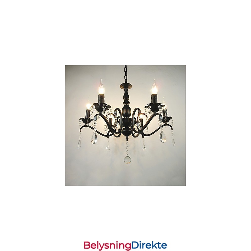 Lysekrone Enkel Krystall Jern Stearinlys Dekorasjon Lamper Belysning