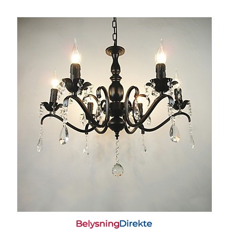 Lysekrone Enkel Krystall Jern Stearinlys Dekorasjon Lamper Belysning