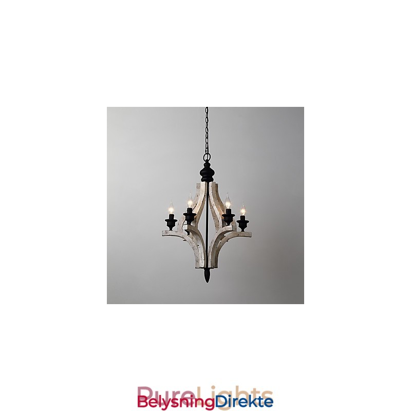 Vintage Maleri-Funksjon Mini-Stil Tre-Bambus Lysekronelampe Dekorer Pendellampe