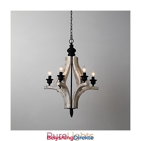 Vintage Maleri-Funksjon Mini-Stil Tre-Bambus Lysekronelampe Dekorer Pendellampe