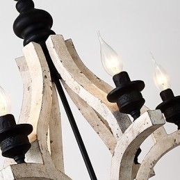 Vintage Maleri-Funksjon Mini-Stil Tre-Bambus Lysekronelampe Dekorer Pendellampe