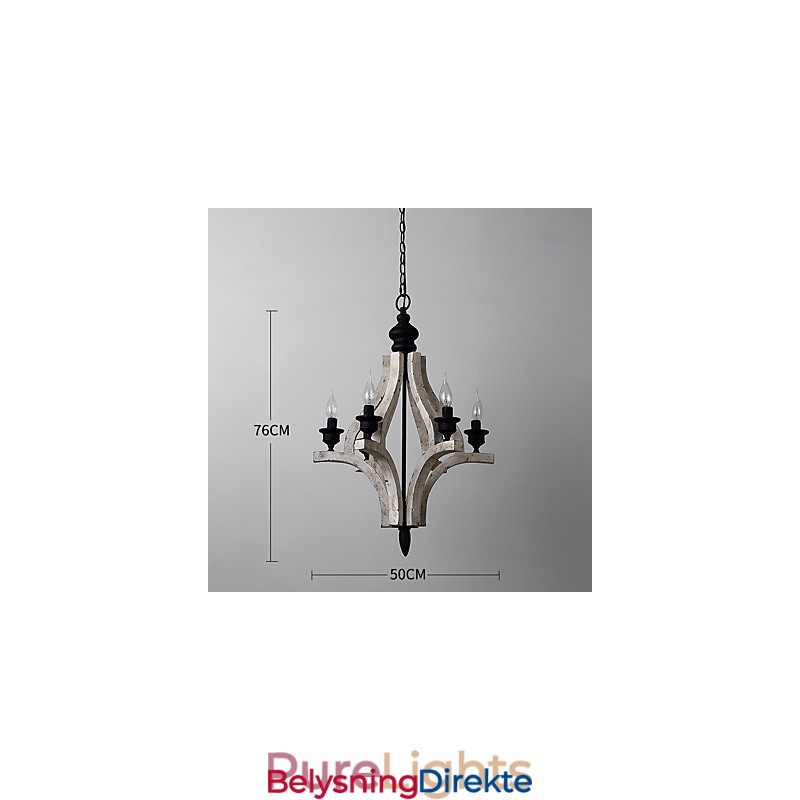 Vintage Maleri-Funksjon Mini-Stil Tre-Bambus Lysekronelampe Dekorer Pendellampe