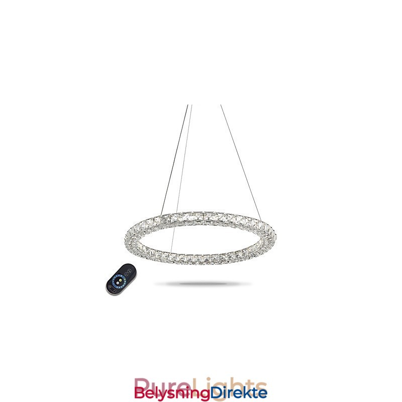 Moderne Ringkrystall Pendellampe Krystalllysekrone Taklampe Innendørs Lamper Dimbar Med Fjernkontroll