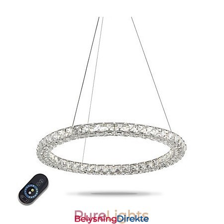 Moderne Ringkrystall Pendellampe Krystalllysekrone Taklampe Innendørs Lamper Dimbar Med Fjernkontroll