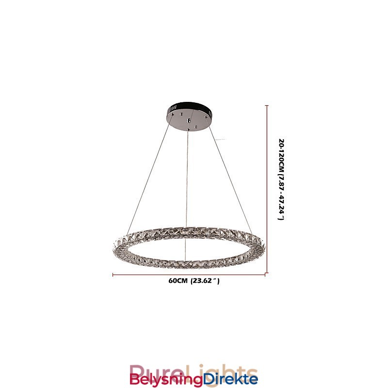 Moderne Ringkrystall Pendellampe Krystalllysekrone Taklampe Innendørs Lamper Dimbar Med Fjernkontroll