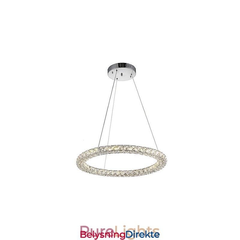 Moderne Ringkrystall Pendellampe Krystalllysekrone Taklampe Innendørs Lamper Dimbar Med Fjernkontroll