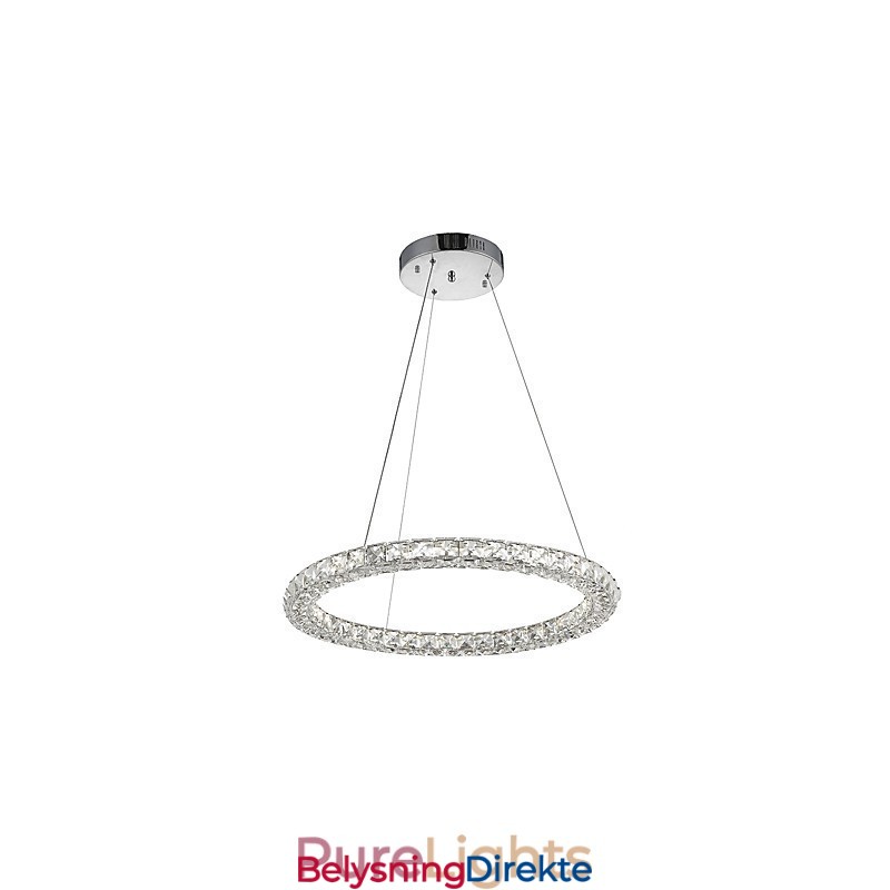 Moderne Ringkrystall Pendellampe Krystalllysekrone Taklampe Innendørs Lamper Dimbar Med Fjernkontroll
