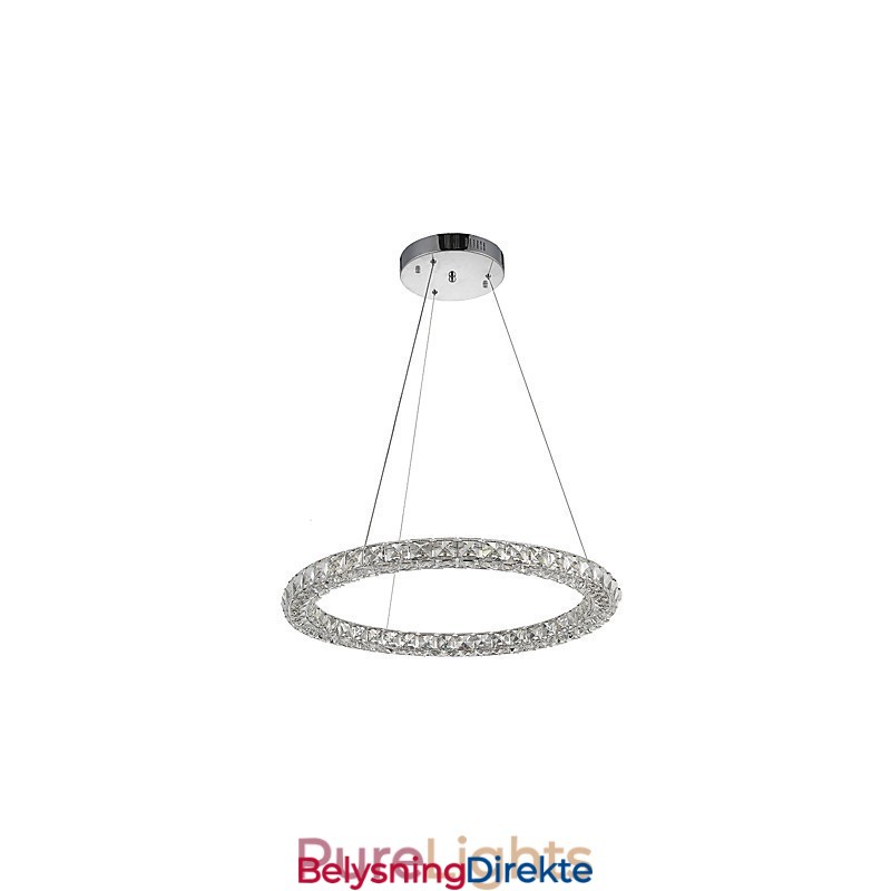 Moderne Ringkrystall Pendellampe Krystalllysekrone Taklampe Innendørs Lamper Dimbar Med Fjernkontroll