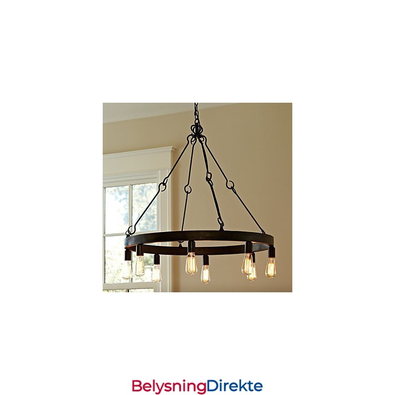 Retrostil Pendellampe I Jern Med 8 Lys