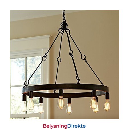 Retrostil Pendellampe I Jern Med 8 Lys