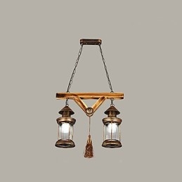 Rustikk Lodge Globe Vintage Retro Country Malerifunksjon For Mini Style Designers Metalllysekrone