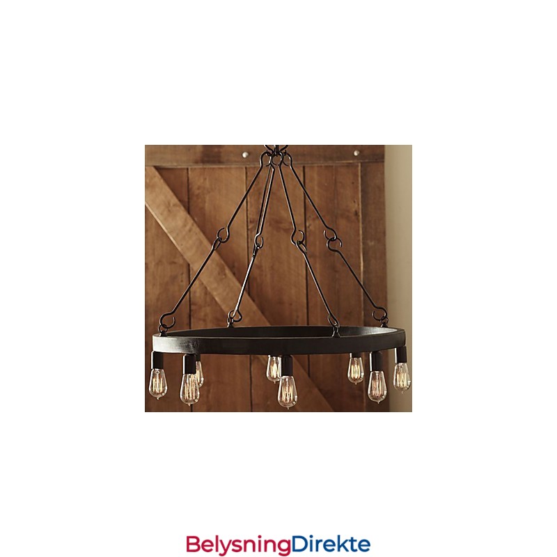 Retrostil Pendellampe I Jern Med 8 Lys