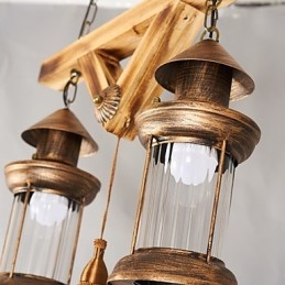 Rustikk Lodge Globe Vintage Retro Country Malerifunksjon For Mini Style Designers Metalllysekrone