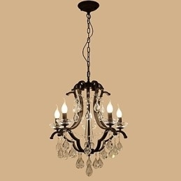 Krystalllysekrone Med 5 Lys Moderne Samtidsstil Tradisjonell Klassisk Rustikk Hytte Vintage Retro Lanterne Tromme Landlig Maling