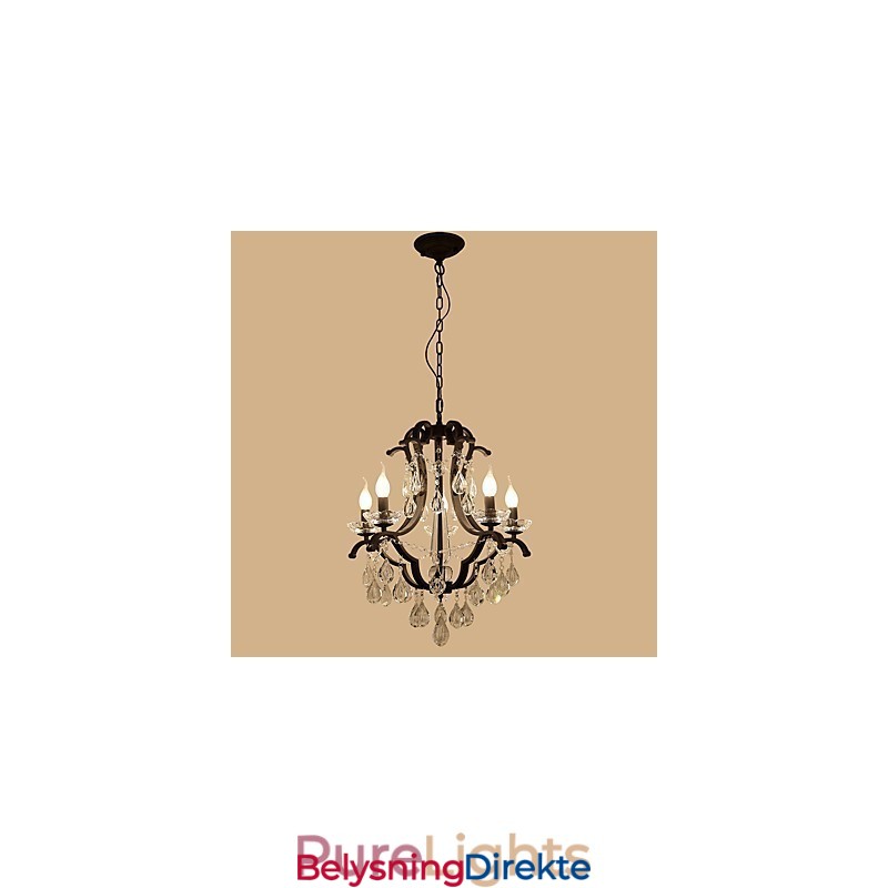 Krystalllysekrone Med 5 Lys Moderne Samtidsstil Tradisjonell Klassisk Rustikk Hytte Vintage Retro Lanterne Tromme Landlig Maling