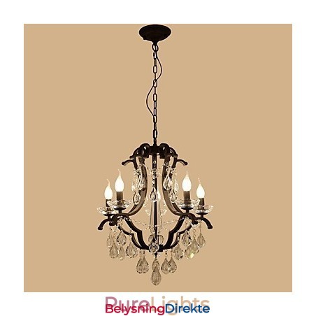 Krystalllysekrone Med 5 Lys Moderne Samtidsstil Tradisjonell Klassisk Rustikk Hytte Vintage Retro Lanterne Tromme Landlig Maling