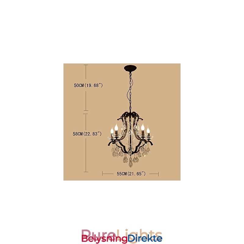 Krystalllysekrone Med 5 Lys Moderne Samtidsstil Tradisjonell Klassisk Rustikk Hytte Vintage Retro Lanterne Tromme Landlig Maling