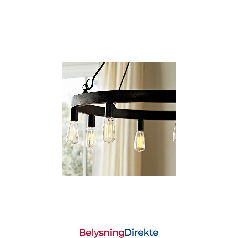 Retrostil Pendellampe I Jern Med 8 Lys
