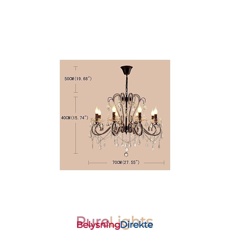 Krystalllysekrone Med 8 Lys Moderne Samtidsstil Tradisjonell Klassisk Rustikk Hytte Vintage Retro