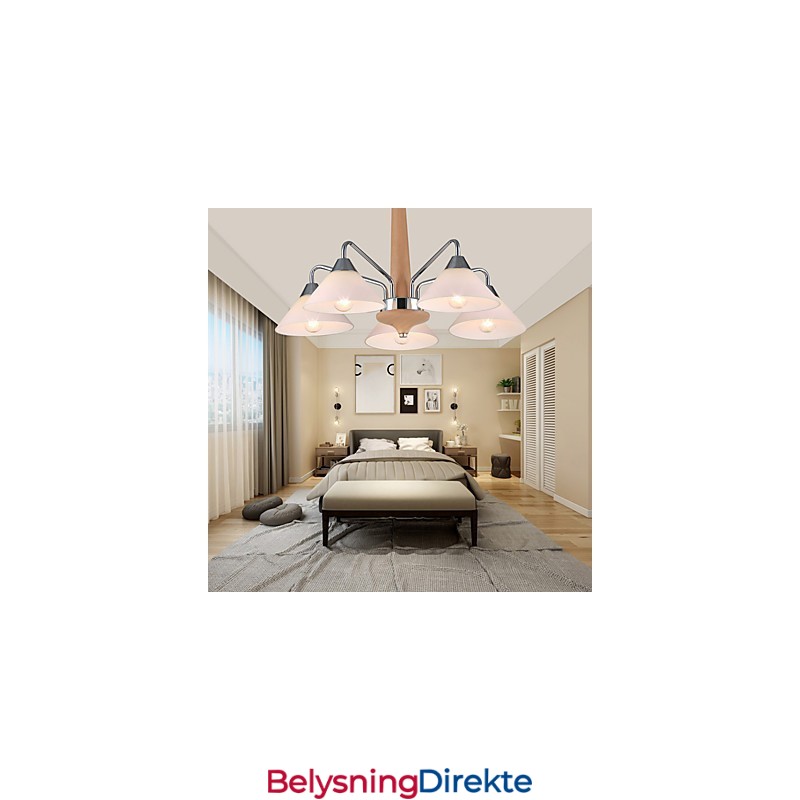 Moderne, Samtidskunstnerisk Landlig Galvanisert Funksjon For Lysekrone I Tre Og Bambus