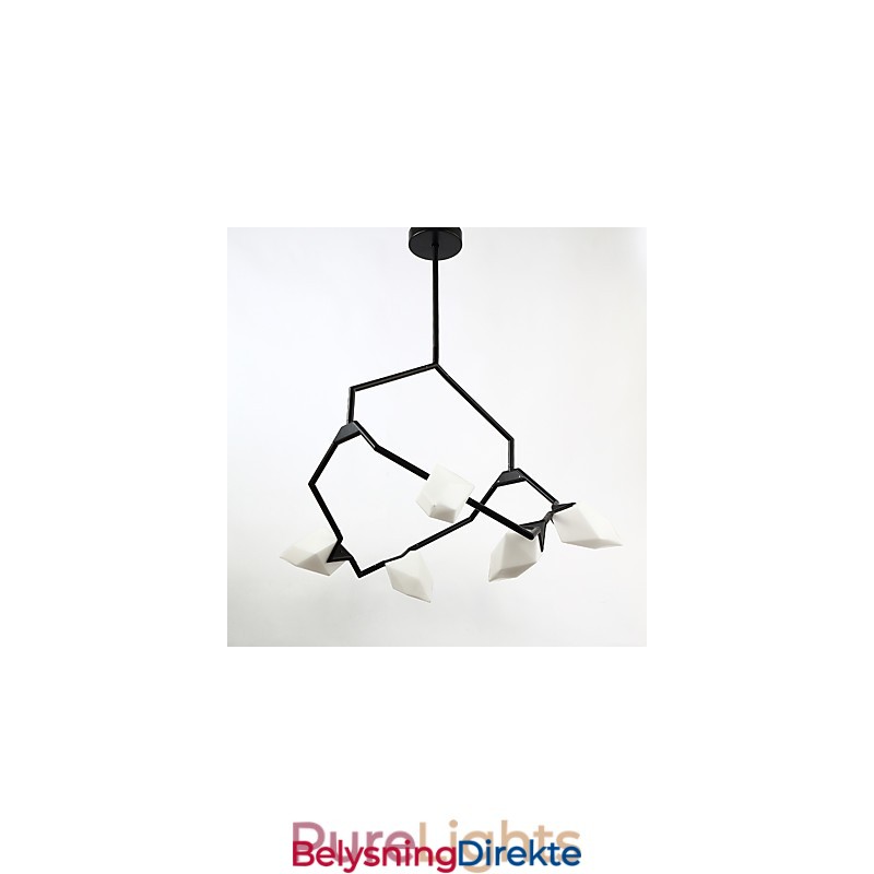 Fem-Lys Postmoderne Metall- Og Glasslysekronelampe I Ferskenfarget Farge, Canteen Decorate-Pendellampe