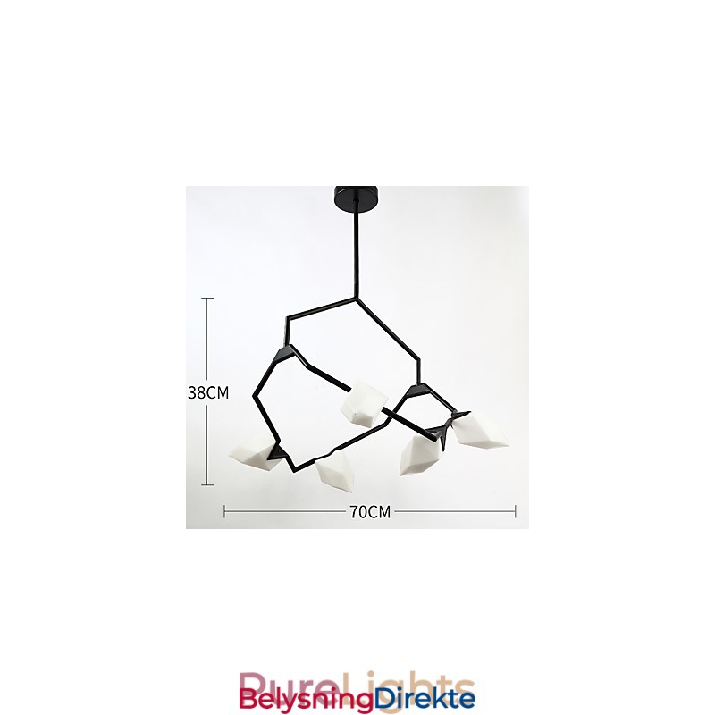 Fem-Lys Postmoderne Metall- Og Glasslysekronelampe I Ferskenfarget Farge, Canteen Decorate-Pendellampe