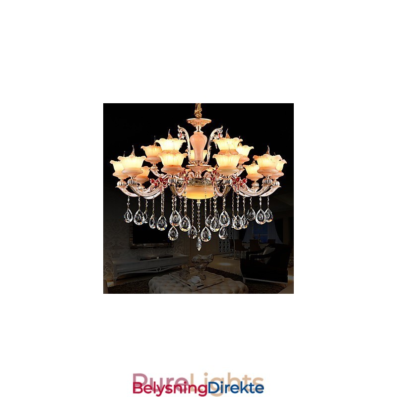 Pendellampe Sinklegering Funksjon For Krystall Mini Stil Metall Innendørs Butikker 15 Pærer