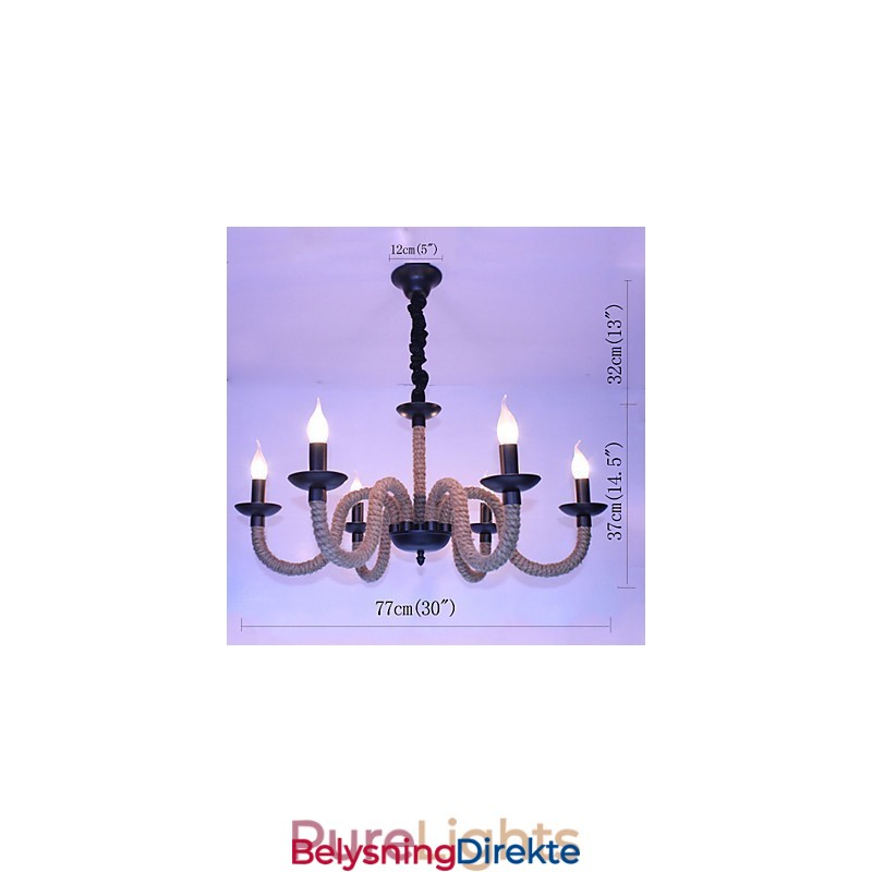 Loft Industriell Vind Vintage Jern Lamper Butikker Lysekrone Tau Lysekrone Lys