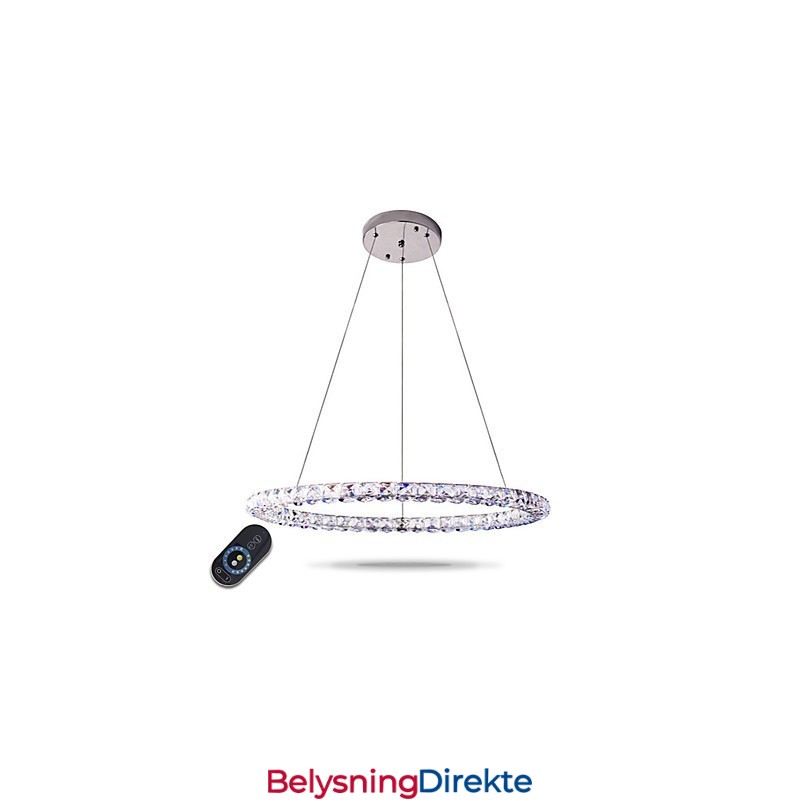 Moderne Ringkrystall Pendellampe Moderne Krystalllysekrone Taklampe Innendørs Lampe Dimbar Med Fjernkontroll