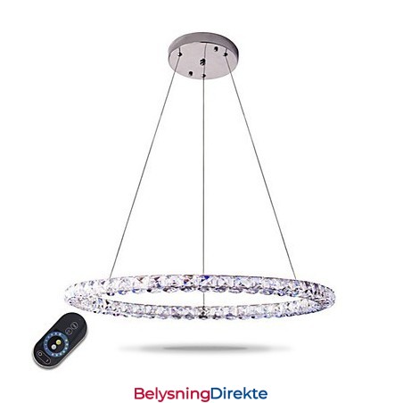 Moderne Ringkrystall Pendellampe Moderne Krystalllysekrone Taklampe Innendørs Lampe Dimbar Med Fjernkontroll
