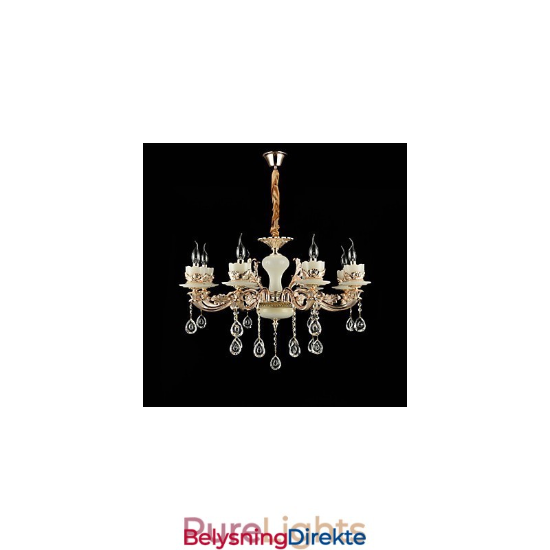 Tradisjonell Klassisk Sinklegeringsfunksjon For Krystallmini-Lysekrone I Metall Med 8 Pærer