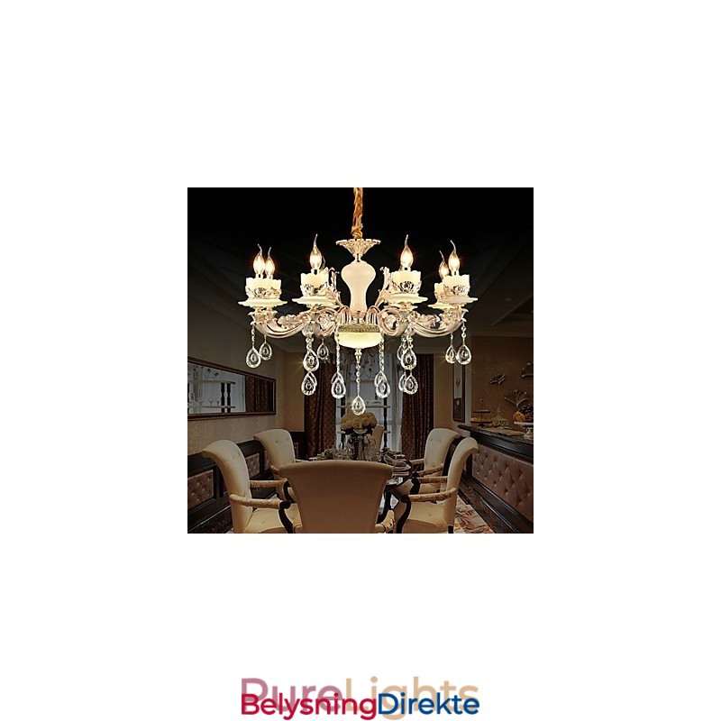 Tradisjonell Klassisk Sinklegeringsfunksjon For Krystallmini-Lysekrone I Metall Med 8 Pærer