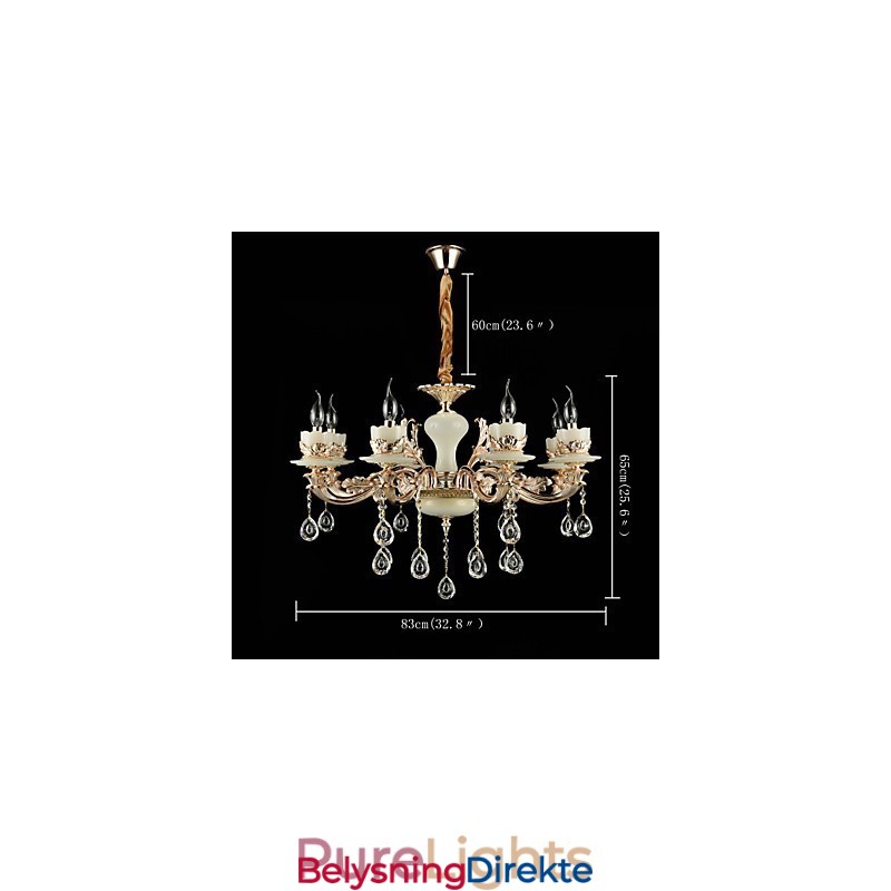 Tradisjonell Klassisk Sinklegeringsfunksjon For Krystallmini-Lysekrone I Metall Med 8 Pærer