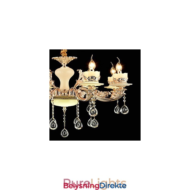 Tradisjonell Klassisk Sinklegeringsfunksjon For Krystallmini-Lysekrone I Metall Med 8 Pærer