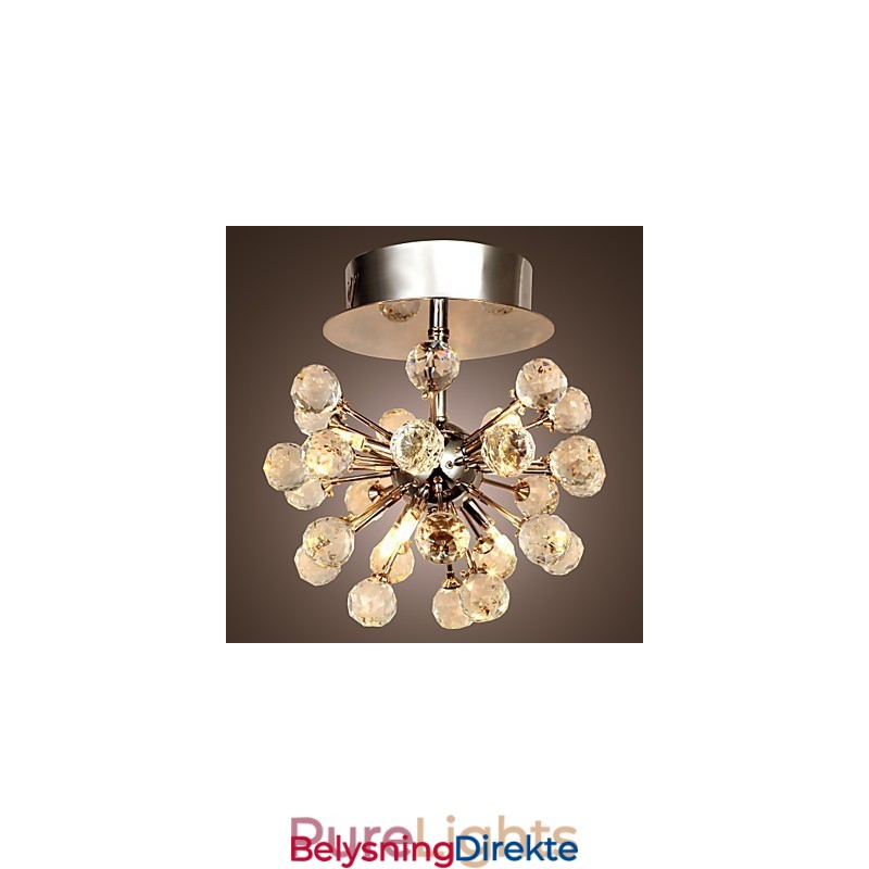 Moderne Samtids Krystall Mini-Style Krom Metall Lysekrone Innfelt Montering