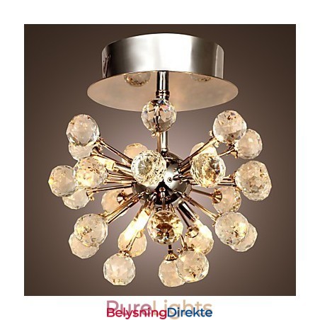 Moderne Samtids Krystall Mini-Style Krom Metall Lysekrone Innfelt Montering