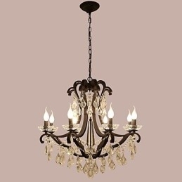 Krystalllysekrone Med 8 Lys Moderne Samtidsstil Tradisjonell Klassisk Rustikk Hytte Vintage Retro Lanterne Tromme Landlig Maling