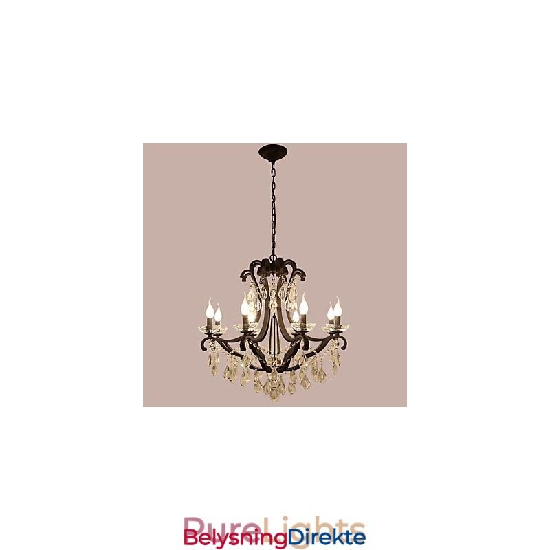 Krystalllysekrone Med 8 Lys Moderne Samtidsstil Tradisjonell Klassisk Rustikk Hytte Vintage Retro Lanterne Tromme Landlig Maling