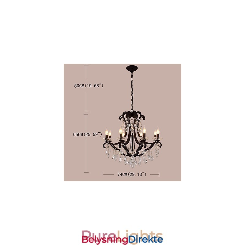 Krystalllysekrone Med 8 Lys Moderne Samtidsstil Tradisjonell Klassisk Rustikk Hytte Vintage Retro Lanterne Tromme Landlig Maling